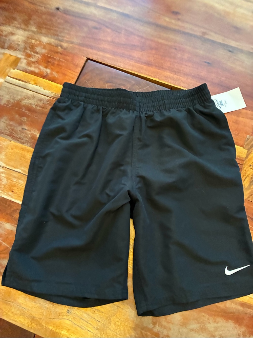 Nike Black Athletic Training Shorts with White Swoosh
